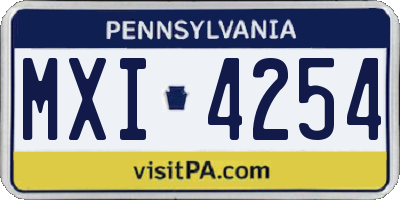 PA license plate MXI4254