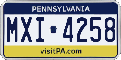 PA license plate MXI4258