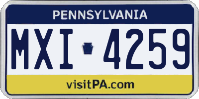 PA license plate MXI4259