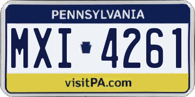 PA license plate MXI4261