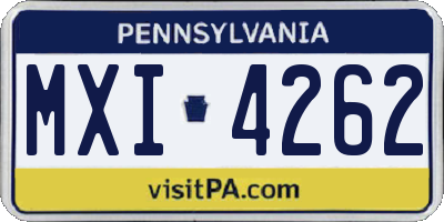 PA license plate MXI4262