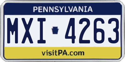 PA license plate MXI4263