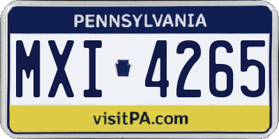 PA license plate MXI4265