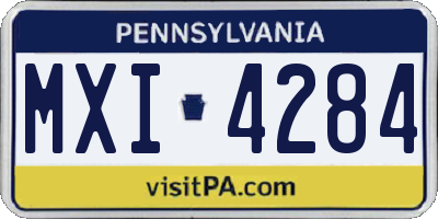 PA license plate MXI4284