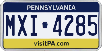 PA license plate MXI4285