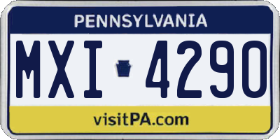 PA license plate MXI4290