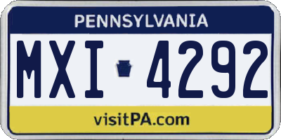 PA license plate MXI4292