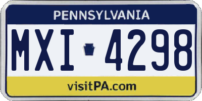 PA license plate MXI4298