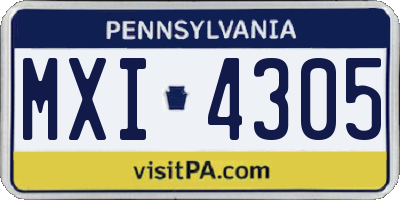 PA license plate MXI4305
