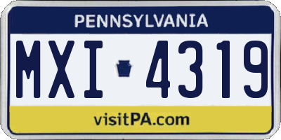PA license plate MXI4319