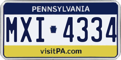 PA license plate MXI4334