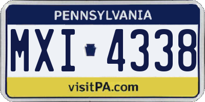 PA license plate MXI4338