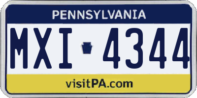 PA license plate MXI4344