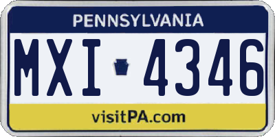 PA license plate MXI4346