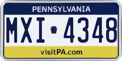 PA license plate MXI4348
