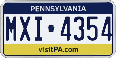 PA license plate MXI4354