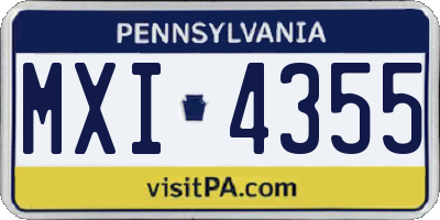 PA license plate MXI4355