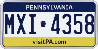 PA license plate MXI4358
