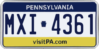PA license plate MXI4361