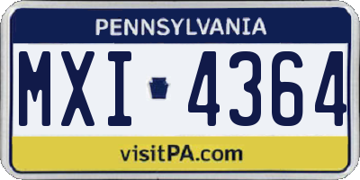 PA license plate MXI4364