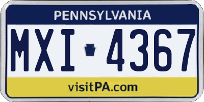 PA license plate MXI4367