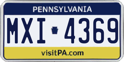 PA license plate MXI4369