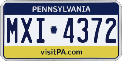 PA license plate MXI4372