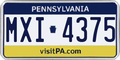 PA license plate MXI4375