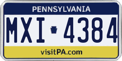 PA license plate MXI4384