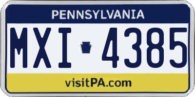 PA license plate MXI4385