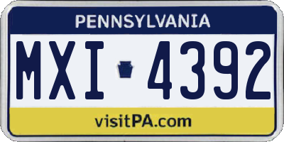PA license plate MXI4392