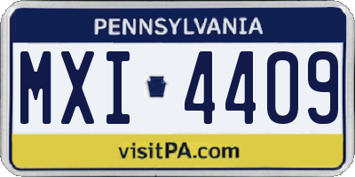 PA license plate MXI4409