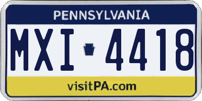 PA license plate MXI4418