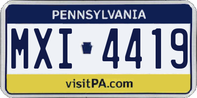 PA license plate MXI4419
