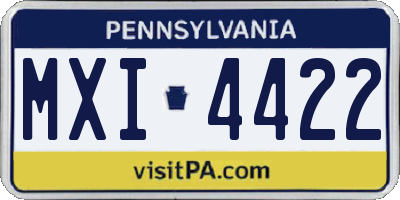 PA license plate MXI4422