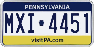 PA license plate MXI4451