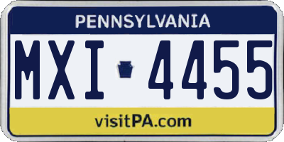 PA license plate MXI4455
