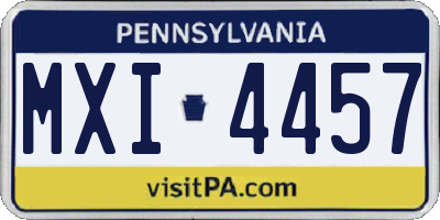 PA license plate MXI4457