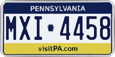 PA license plate MXI4458