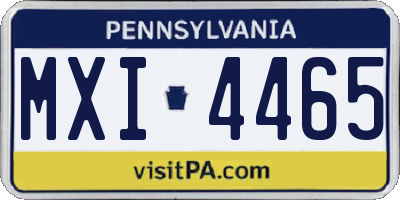 PA license plate MXI4465