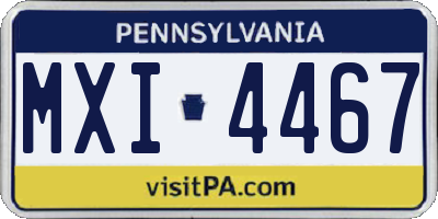 PA license plate MXI4467