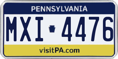 PA license plate MXI4476