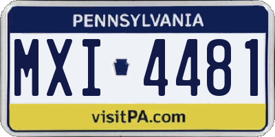 PA license plate MXI4481