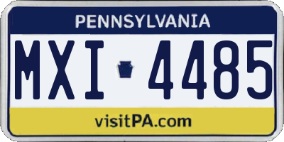 PA license plate MXI4485