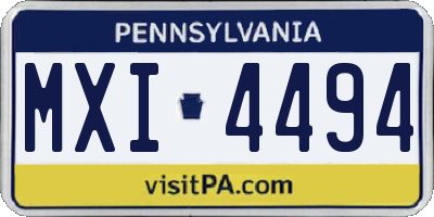 PA license plate MXI4494