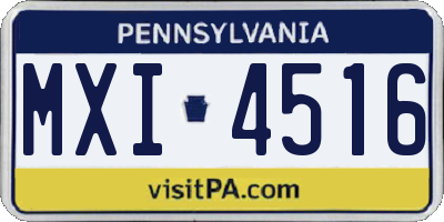 PA license plate MXI4516
