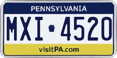 PA license plate MXI4520