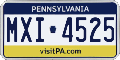 PA license plate MXI4525