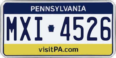 PA license plate MXI4526