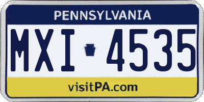 PA license plate MXI4535
